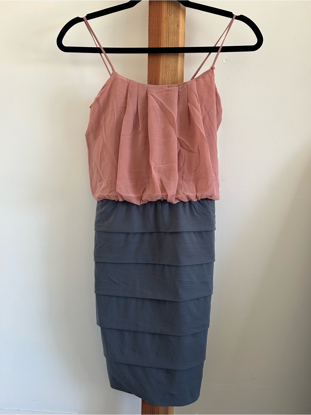 Sweet Storm Pink and Gray Two-Tone Midi Dress